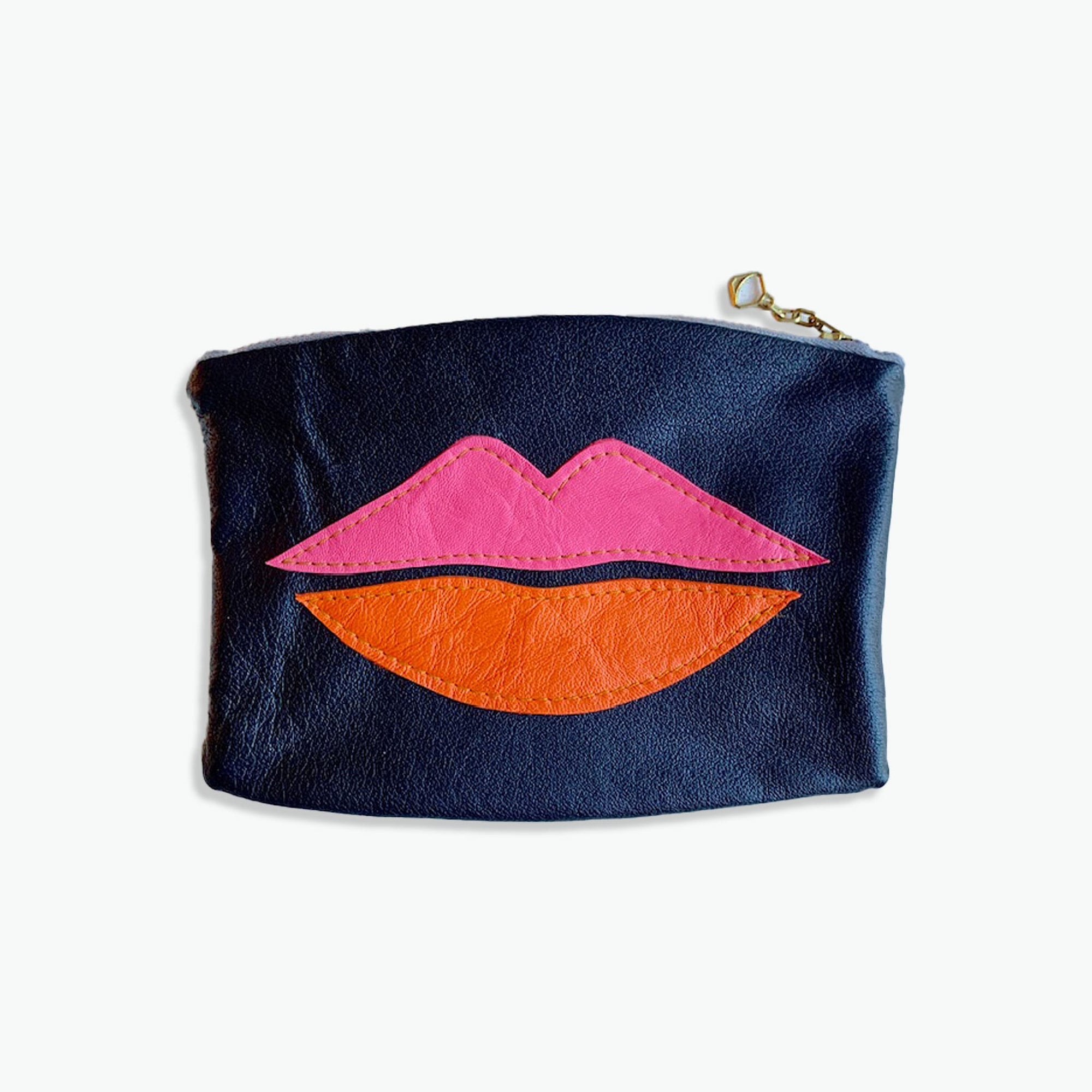 Recycled Leather Pouch coral pink Lips
