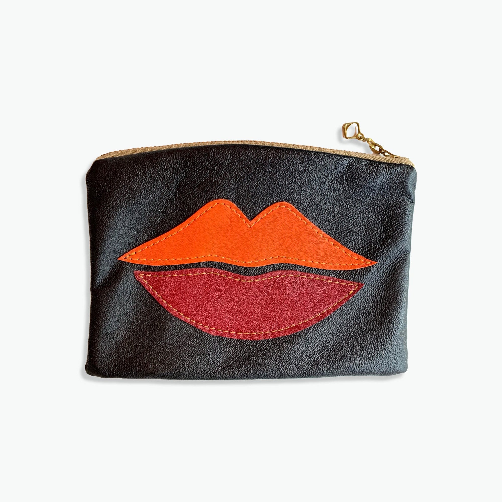 Recycled Leather Pouch Red Coral